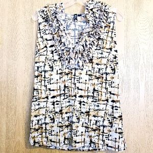 Milano Center Ruffle Collar Sleeveless Blouse (M)